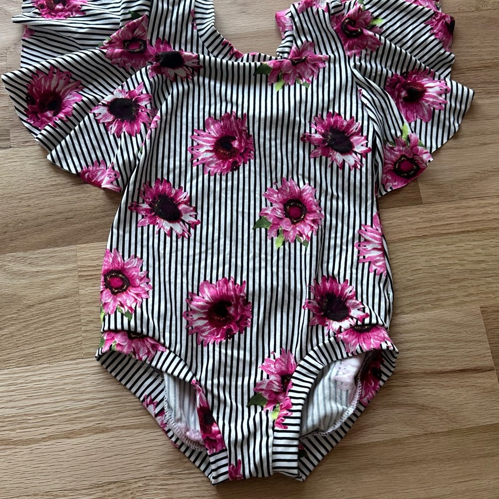 Handmade- Floral Striped Toddler Bodysuit